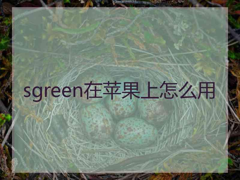 sgreen在苹果上怎么用